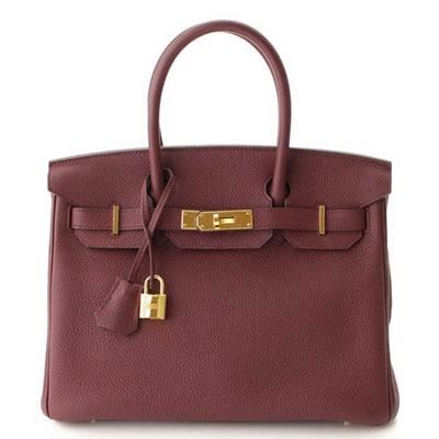 エルメス バーキン30 トゴ ハンドバッグ A刻 ゴールド金具 ルージュアッシュ