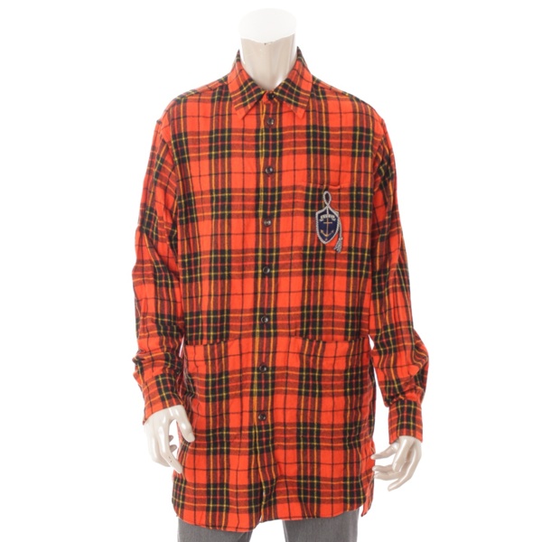 グッチ 19SS メンズ アンカー ワッペン チェック シャツ 538963