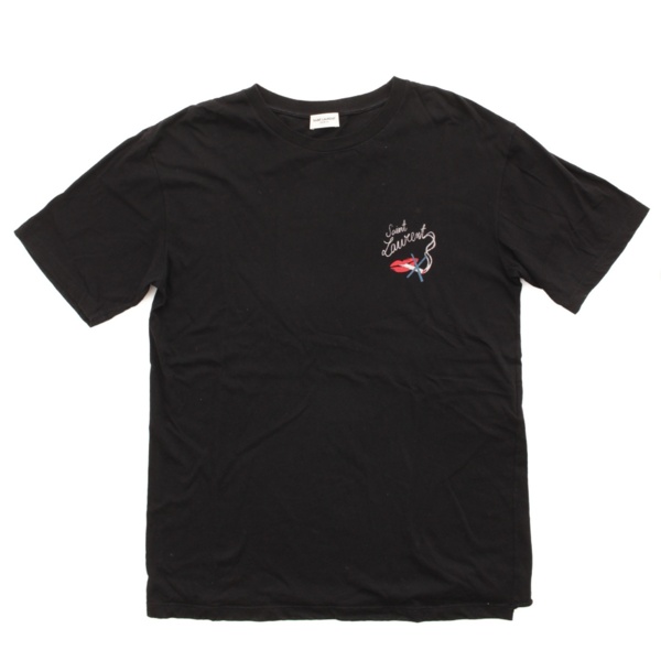 サンローラン 17SS スモーキングリップ Tシャツ ブラック