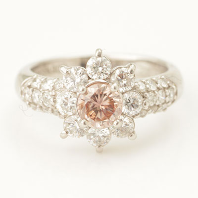 リング ダイヤモンド PT900 5.2g ブラウニッシュピンク 0.4ct