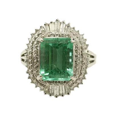 エメラルド　リング 3.41ct×ダイヤ1.0ct