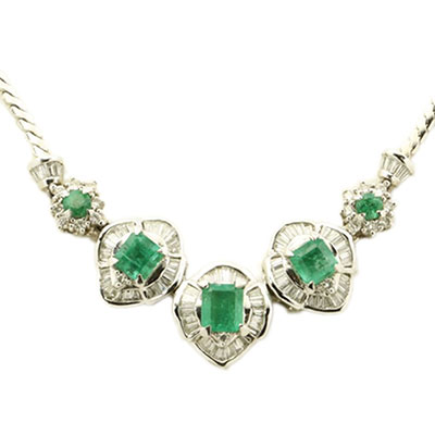 エメラルド　ネックレス 0.7ct×ダイヤ1.12ct