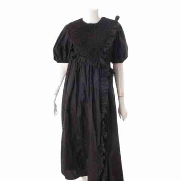 セシリーバンセン LONG DAY DRESSES パフスリーブ ラッフルフリル ドレス ブラック SC21-0007