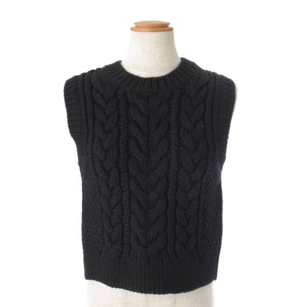 セシリーバンセン Vest w/Cut-out Details ウール ニットベスト ブラック 50001‐AW22