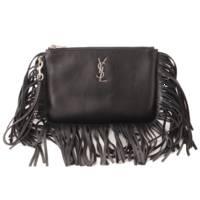 サンローラン レザー クラッチバッグ フリンジ YSL