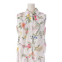 クリスチャンディオール Christian Dior 23SS Petites Fleurs ノースリーブ 花柄 ブラウス シャツ 321B60A3711 ホワイト 36 ブラウス
