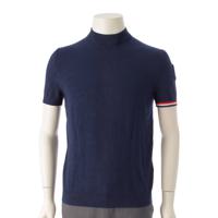 モンクレール MONCLER Moncler 21年 メンズ ロゴワッペン モックネック 半袖 ニット セーター トップス ネイビー S セーター