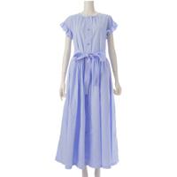 パトゥ Patou 22SS 袖フリル マキシ丈ワンピース ベルテッド 22SA2-DR087-17 ブルー 34 ワンピース