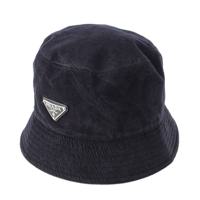 プラダ PRADA トライアングルロゴ コーデュロイ バケットハット 帽子 2HC137 ネイビー XL ハット
