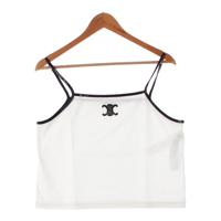 セリーヌ CELINE コットン トリオンフ スパンコール クロップド キャミソール エンブロイダリー トップス 2X53F671Q ホワイト XL