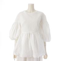 セシリーバンセン Cecilie Bahnsen JERRY TOP ペプラム バックリボン 半袖 ブラウス トップス ホワイト UK12 US8