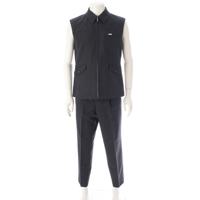 コムデギャルソンオムプリュス COMME des GARCONS HOMME PLUS AD1999 00SS ゴブラン期 ウール モヘア パンツセットアップ ストライプ ワークベスト 2タックスラックス PJ-10079L/PP-10008M グレー L/M