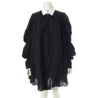 マイラン MYLAN 24SS リネン ボリュームスリーブ Aライン シャツ ワンピース デタッチャブルカラー ドレス MY24SS-BL028 ブラック F
