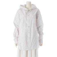 マルニ MARNI 23SS コットン フーテッド ストライプ 長袖シャツ ジャケット トップス ブルゾン CUMU0195A2 ホワイト レッド ブルー 48