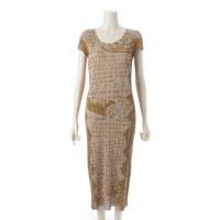 プリーツプリーズ イッセイミヤケ PLEATS PLEASE ISSEY  07年 プリーツプリーズ 英字 総柄 ワンピース ドレス PP71-JH815 ベージュ 4