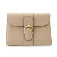 デルヴォー Delvaux ブリヨン グレインカーフスキン レザー 三つ折り財布 コンパクトウォレット ベージュ ゴールド金具
