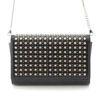 クリスチャンルブタン Christian Louboutin パロマ レザー スタッズ 2way クラッチ チェーン ショルダーバッグ ウォレット クロスボディ ブラック
