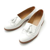 セリーヌ CELINE レザー トリオンフ タッセル ローファー シューズ ホワイト 37