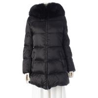 プラダ PRADA 19AW ファー フーディ ロング ダウンジャケット コート アウター 29Z117 ブラック 42