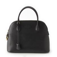 ハイクラス HIGH CLASS レザー ボリード型  2WAY ハンドバッグ ショルダー クロスボディ 肩掛け ブラック ゴールド金具