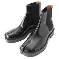 メゾンマルジェラ Maison Margiela TABI COUNTY CHELSEA  レザー 足袋 タビ チェルシー サイドゴア ブーツ アンクル ショート シューズ ブラック 42