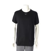 プラダ PRADA コットン トライアングルロゴ 三角プレート 半袖Ｔシャツ トップス カットソー ブラック XL