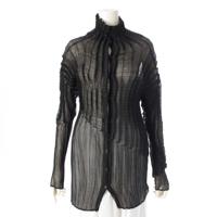 イッセイミヤケ ISSEY MIYAKE プリーツ バイアス 切替 シースルー カーディガン トップス アウター IM03FJ802 ブラック 2