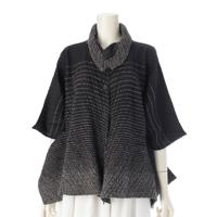 イッセイミヤケ ISSEY MIYAKE ポリエステル 変形 刺繍 プリーツ テーラードジャケット トップス IM84FO260 ブラック グレー  2