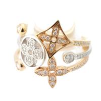 ルイヴィトン LOUIS VUITTON イディール ブロッサム モノグラム フルダイヤ 3連 リング 指輪 ジュエリー Au750 K18 Q9R75A スリーゴールド YG/WG/PG 51 5.9g