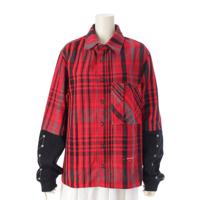 オフホワイト OFF-WHITE Off-White 19SS バックアロー スウェット ヴァージルアブロー シャツ ジャケット レッド S スウェット