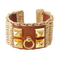 エルメス HERMES Z刻 コリエドシアン メドール ピクニック バングル ブレスレット ベージュ×ブラウン ブレスレット