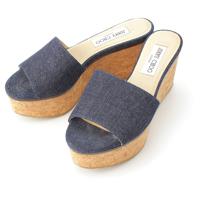 ジミーチュウ JIMMY CHOO デニムコルク サンダル ブルーブラウン 表記サイズ：36（約23cm）横幅：約7.5cm高さ：約9.5cmアウトソール全長：約22cm※誤差はご容赦ください