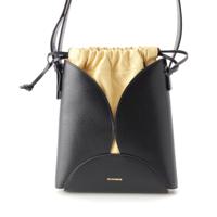 ジルサンダー JIL SANDER Curve カーブ レザー スモール バケット 巾着 ショルダーバッグ ブラック