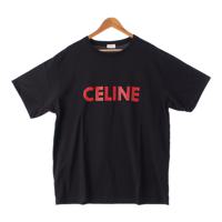 セリーヌ CELINE 23年 コットン CELINEロゴ プリント ルーズ 半袖Ｔシャツ トップス カットソー 2X51I671Q ブラック XL