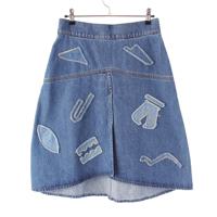 シャネル CHANEL コットン パッチワーク スリット デニム スカート P61825 インディゴ 38