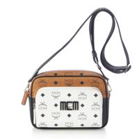 MCM 21SS ヴィセトス  レザー ロゴ総柄 クラシック モノクロ ショルダーバッグ カメラバッグ  トリコロール
