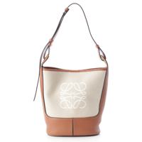 ロエベ LOEWE レザー キャンバス アナグラム ホーボー バケット トートバッグ ショルダーバッグ ブラウン ベージュ