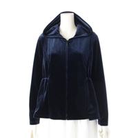 ベロアノワール バイ フォクシーニューヨーク VELOUR NOIR by FOXEY NEWYORK 24年 スポーティ ロゴ刺繍 フード ジップ パーカー カーディガン ブルゾン 44834 ネイビー 42