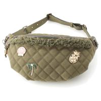 シャネル CHANEL 23番台 マトラッセ キャンバス ココマーク キルティング ウエスト ボディバッグ カーキグリーン