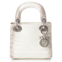 ディオール Dior レディディオール クロコダイル ヒマラヤ ラインストーン 2way ショルダー ハンドバッグ オフホワイト