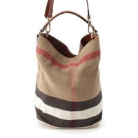 バーバリー BURBERRY キャンバス レザー ノバチェック 2way  ハンドバッグ ショルダー クロスボディ 肩掛け ベージュ ブラウン