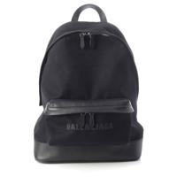 バレンシアガ BALENCIAGA キャンバス×レザー ネイビーカバス ロゴプリント リュック デイパック 392007 ブラック