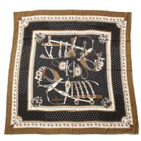 エルメス HERMES カレジェアン 140 カシミヤ シルク Harnais de Cour Bandana 宮廷の馬具 大判 スカーフ ストール ショール ブラック マルチカラー