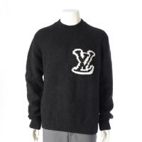 ルイヴィトン LOUIS VUITTON 24SS ウール ナイロン LVインタルシア クールネック ニット セーター トップス ブラック Ｌ