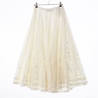 クリスチャンディオール Christian Dior 25SS コットン シャルドン レース ロゴ サイドジップ フレア スカート 511J75A8326 ホワイト エクリュ 42