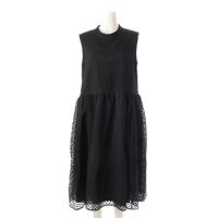 フォクシー ニューヨーク FOXEY NEW YORK 24年 レーヨン ナイロン Coccinelle レイヤード ドット柄 ノースリーブ ロング ワンピース ドレス 44854 ブラック 42