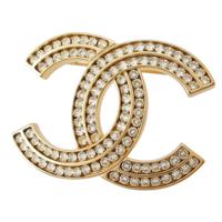 シャネル CHANEL A21C ココマーク ラインストーン ピンブローチ アクセサリー GPゴールド ブローチ