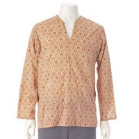 イヴ・サンローラン YVES SAINT LAURENT 14SS コットン 総柄 長袖 チュニック トップス 376852 レッド 37