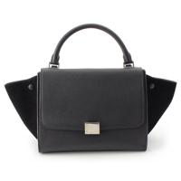 セリーヌ CELINE トラペーズ スモール レザー スウェード 2way ショルダー ハンドバッグ 174683MDB 38NO ブラック シルバー金具
