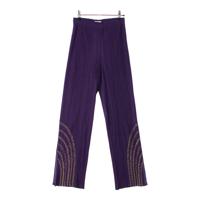 プリーツプリーズ イッセイミヤケ PLEATS PLEASE ISSEY  刺繍 スリッド パンツ ボトムス PP03-FH667 パープル ゴールド 3